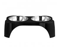 Gibson Home 122395.03 Bow Wow Meow Elevated Pet Bowl Dinner Set Black - 3 Piece