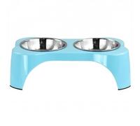 Gibson Home 122396.03 Bow Wow Meow Elevated Pet Bowl Dinner Set Teal - 3 Piece