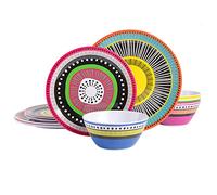 Gibson Home Almira Melamine Dinnerware, Assorted, Service for Four (12pcs)