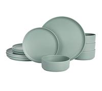 Gibson Home Canyon Crest Stackable Matte Melamine Set - Sage Green, Service for Four (12pcs)