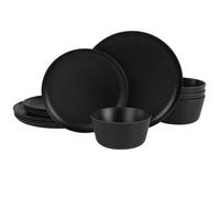 Gibson Home Fairhope 12 Piece Melamine Dinnerware Set - Matte Black