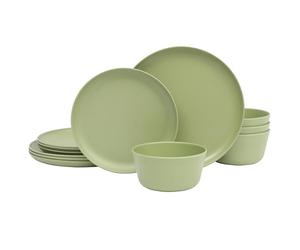 Gibson Home Fairhope 12 Piece Melamine Dinnerware Set - Matte Green