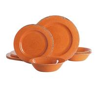 Gibson Home Mauna 12 Piece Orange Melamine Dinnerware Set