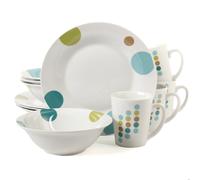 Gibson Home Retro Specks 12 Piece Ceramic Multicolored Dinnerware Set
