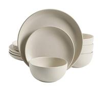 Gibson Home Rockaway Round Stoneware Dinnerware Set, Service for 4 (12pcs), Cream