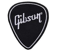 Gibson Logo Patch, Guitar Pick Black with White