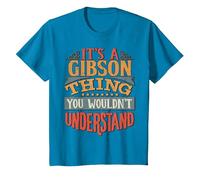 Gibson Name T-Shirt, Youth, Sapphire Blue, Medium