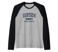 Gibson North Carolina NC Vintage Athletic Sports Design Raglan Baseball Tee
