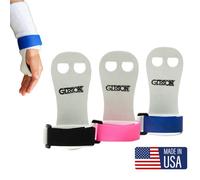 Gibson Rainbow Gymnastic Grips, 3 Sizes, Medium, Large, X-Large, 3 Colors, Pink, Blue, Black, Made in USA, Beginner Gymnastic Hand Grips, Unisex, Fit for Kids and Adults, Long Lasting Leather