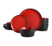Gibson Soho Lounge Sofia Coupe Dinnerware Set, Service for 4 (12pcs), Matte Red