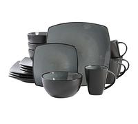 Gibson Soho Lounge Square Reactive Glaze Stoneware Dinnerware Set, Service for 4 (16pc), Eclipse
