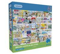 Gibsons Bright Lights & Big Cities | 500XL Piece Jigsaw Puzzle Extra Large Piece Jigsaw for Adults | Val Goldfinch Europe Landmarks Sustainable Premium 100% Recycled Board Great Gift Gibsons Games