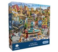 Gibsons A Day Out in Edinburgh 1000 Piece Jigsaw Puzzle for Adults - Iconic City Landmarks Artwork by Adrian Chesterman, Premium Sustainable Puzzle Made in the UK/EU - Great Gift