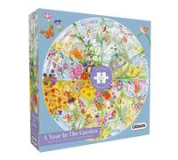 A Year in the Garden Circular | 500 Piece Circular Jigsaw | Nature Seasons Puzzle | Sustainable Jigsaw Puzzle for Adults | Premium 100% Recycled Board | Great Gift for Adults | Gibsons Games