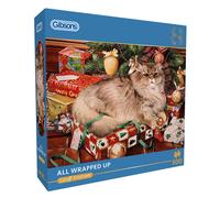 Gibsons All Wrapped Up 500 Piece Jigsaw Puzzle for Adults Christmas Festive Magic | Cat Animal Theme | Sustainable Premium 100% Recycled Board Great Gift Gibsons Games
