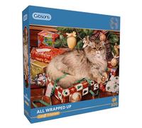 Gibsons All Wrapped Up 500 Piece Jigsaw Puzzle for Adults Christmas Festive Magic | Cat Animal Theme | Sustainable Premium 100% Recycled Board Great Gift Gibsons Games