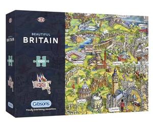 Gibsons Beautiful Britain 1000 Piece Jigsaw Puzzle for Adults - British Icons Map by Maria Rabinky - Premium Sustainable Puzzle Made in the UK/EU