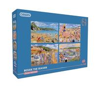Gibsons Beside the Seaside 4 x 500 Piece Jigsaw Puzzle Set for Adults - Four Charming Summer Seaside Scenes by Trevor Mitchell - Family Beach Holiday Theme - Premium Multi-Box Puzzle Collection