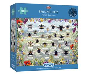 Gibsons Brilliant Bees 1000 Piece Jigsaw Puzzle | Insect Nature Flowers Beautiful Artwork | Sustainable Jigsaw Puzzle for Adults Teens | Premium 100% Recycled Board | Great Gift | Gibsons Games