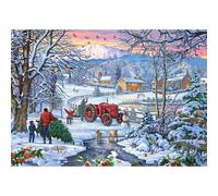 Bringing Home the Tree | 100XXL Piece Jigsaw Puzzle | Family Christmas | Sustainable Jigsaw Puzzle for Adults | Extra Large Piece Puzzle | Great Gift for Adults | Gibsons Games B Corp Certified