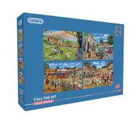 Gibsons Call the Vet 4 x 500 Piece Jigsaw Puzzle Set for Adults - Nostalgic Countryside Scenes by Trevor Mitchell - Relaxing Farm Life Collection - Premium British Multi-Box Puzzle Gift