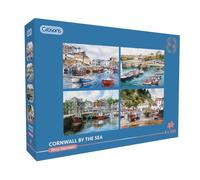 Gibsons Cornwall by the Sea 4 x 500 Piece Jigsaw Puzzle Set for Adults - Four Charming Coastal & Boat Scenes by Terry Harrison - Seaside Retreat Theme - Premium Multi-Box Puzzle Collection