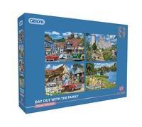 Day out with the Family | 4 x 500 Piece Jigsaw Puzzle | Multi-Box Jigsaw Puzzle | Sustainable Puzzle for Adults | Premium 100% Recycled Board | Great Gift for Adults | Gibsons Games