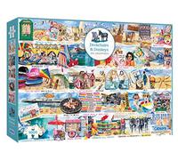Gibsons Deckchairs and Donkeys 1000 Piece Jigsaw Puzzle for Adults - Seaside Alphabet Beach Puzzle by Val Goldfinch Colourful Coastal Art - Premium Sustainable Puzzle Made in the UK/EU
