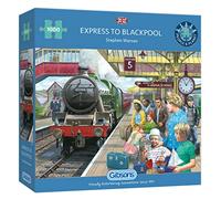 Gibsons Express to Blackpool | 1000 Piece Jigsaw Puzzle | British Holiday Train | Sustainable Jigsaw Puzzle for Adults | Premium 100% Recycled Board | Great Gift for Adults