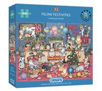 Feline Festivities Age 8+ | 1000 Piece Jigsaw Puzzle | Cats, Christmas Pets | Sustainable Jigsaw Puzzle for Adults | Premium 100% Recycled Board | Great Gift for Adults | Gibsons Games