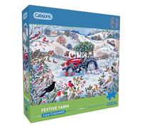 Gibsons Festive Farm 250XL Piece Jigsaw Puzzle for Adults by Lucy Grossmith - Extra Large Pieces - Nostalgic Winter Village Scenes Artwork - Premium Sustainable Puzzle Made in the UK/EU - Great Gift