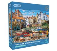 Gibsons Fishermen at Robin Hood’s Bay 1000 Piece Jigsaw Puzzle for Adults - Dominic Davison North Yorkshire Coast Artwork - Premium Sustainable Puzzle Made in UK/EU
