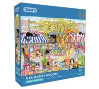 Gibsons Flea Market Moggies 1000 Piece Puzzle for Adults - Charming Cats & Market Scene by Kate Mawdsley - Sustainable UK/EU Made - Ideal Cat Lovers Gift