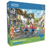 Merry Midwives Extra Large | 500XL Piece Jigsaw Puzzle | Village Nostalgia Puzzle | Extra Large Piece Jigsaw Puzzle for Adults | Premium 100% Recycled Board | Great Gift for Adults | Gibsons Games B C