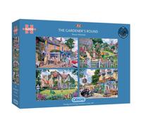 Gibsons The Gardeners Round 4 x 500 Piece Jigsaw Puzzle Set for Adults - Nostalgic Village Scenes by Trevor Mitchell - Relaxing Countryside Collection - Premium British Multi-Box Puzzle Gift