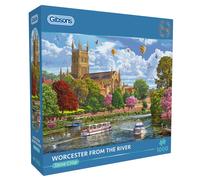 Gibsons Worcester from the River 1000 Piece Jigsaw Puzzle for Adults - River Cruise, Nature & Architecture Scene Artwork by Steve Crisp, Premium Sustainable Puzzle Made in the UK/EU - Great Gift