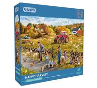 Gibsons Happy Harvest 1000 Piece Jigsaw Puzzle for Adults | Traditional Contryside Farm Life Animals | Sustainable Puzzle for Adults Teens | Premium 100% Recycled Board | Great Gift | Gibsons Games