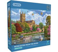 Gibsons Worcester from the River 1000 Piece Jigsaw Puzzle for Adults - River Cruise, Nature & Architecture Scene Artwork by Steve Crisp, Premium Sustainable Puzzle Made in the UK/EU - Great Gift