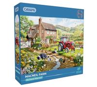 Gibsons Macneil Farm 1000 Piece Jigsaw Puzzle for Adults - Traditional Countryside Scene by Richard Macneil - Farm Life & Animals Artwork - Premium Sustainable Puzzle Made in the UK/EU