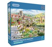 Gibsons Puddle Ducks & Paddling 1000 Piece Jigsaw Puzzle for Adults - Village Countryside Scene by Richard Macneil - Peaceful British Artwork - Premium Sustainable Puzzle Made in the UK/EU