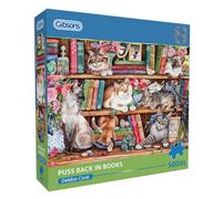 Gibsons Puss Back in Books 500XL Jigsaw Puzzle for Adults - Extra Large Pieces for Easy Handling - Cute Cats Artwork by Debbie Cook - Feline Lovers Gift - Premium Sustainable UK/EU Made