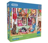 Gibsons Puss in Boots 500XL Jigsaw Puzzle for Adults - Extra-Large Easy-Handling Pieces - Cute Cats in Shoe Cupboard Artwork by Debbie Cook - Feline Lovers Gift - Premium Sustainable UK/EU Made