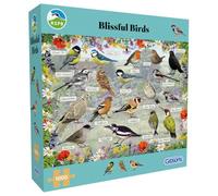 Gibsons RSPB Blissful Birds 1000 Piece Jigsaw Puzzle for Adults - Featuring Beautiful Garden Birds & Floral Artwork by Fiona Osbaldstone - Premium Sustainable Puzzle Made in the UK/EU