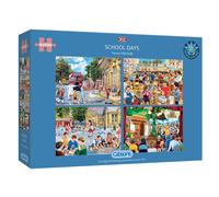 Gibsons School Days 4x500 Piece Jigsaw Puzzle Set - Nostalgic Scenes, Family Fun