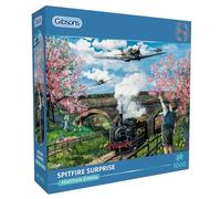 Gibsons Spitfire Surprise 1000 Piece Jigsaw Puzzle for Adults - Nostalgic Aviation & Railway Theme Artwork by Matthew Emeny - Premium Sustainable Puzzle Made in the UK/EU