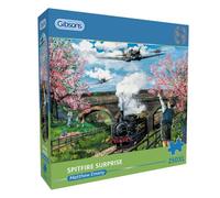 Gibsons Spitfire Surprise 250XL Piece Jigsaw Puzzle for Adults by Matthew Emeny - Extra Large Pieces - Nostalgic Aviation & Railway Theme Artwork - Premium Sustainable Puzzle Made in the UK/EU
