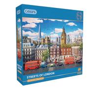 Gibsons Streets of London 500 Piece Jigsaw Puzzle for Adults - City Landmarks Artwork by Dominic Davison - Iconic British Skyline Design - Premium Sustainable Puzzle Made in the UK/EU