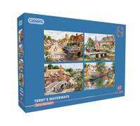 Gibsons Terry's Waterways 4 x 500 Piece Jigsaw Puzzle Multi-Box Set of 4 Nostalgic Traditional Jigsaw Puzzles Sustainable Puzzle for Adults Teens Premium 100% Recycled Board Great Gift Gibsons Games