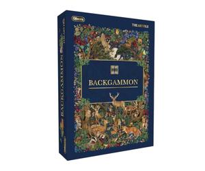 Gibsons The Art File Backgammon Set - Luxury Wooden Board Game with Woodland Design - 2 Players, Ages 6+ - Classic Strategy Game with Dice & Checkers - Premium British Gift
