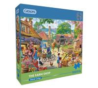 Gibsons The Farm Shop 100XXL Piece Jigsaw Puzzle for Adults - Summer Countryside Scene by Steve Crisp - Extra Large Pieces - Nostalgic British Artwork - Premium Sustainable Puzzle Made in the UK/EU